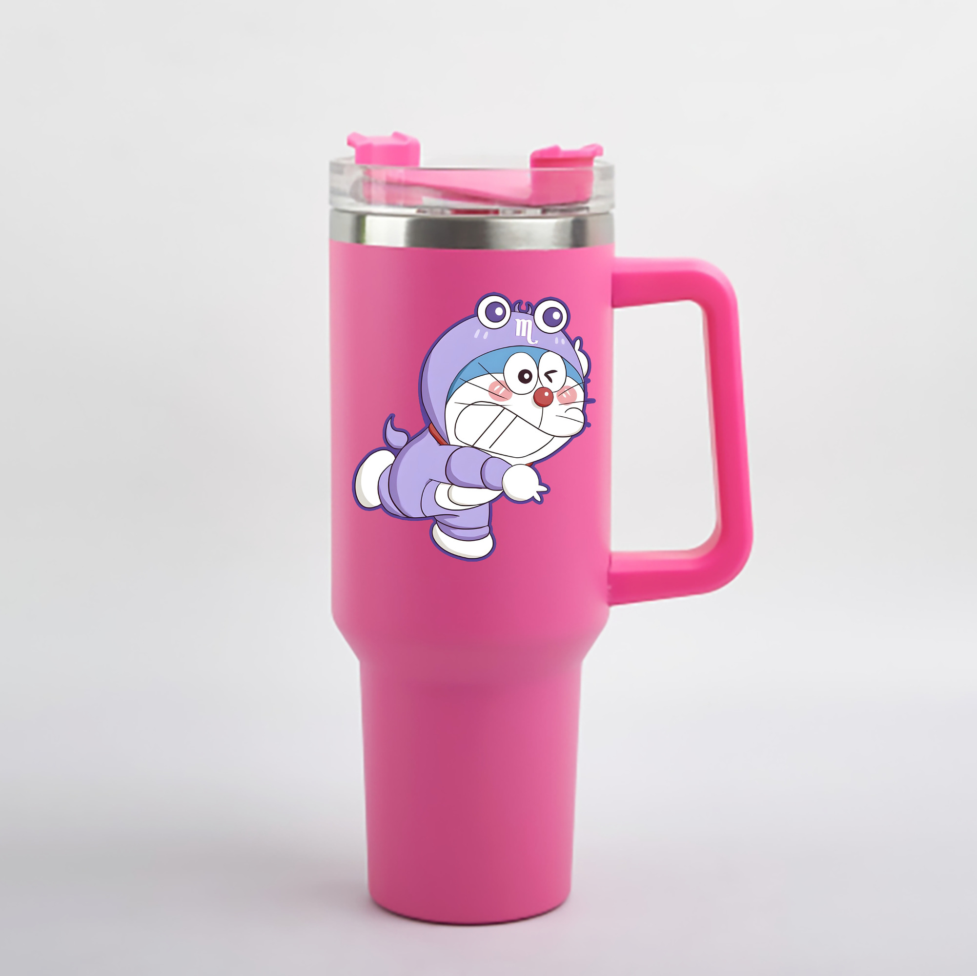 （画像用） ドラえもん Doraemon 1200mL車用タンブラー - クリスタルステッカー（プラスチックストロー付き）